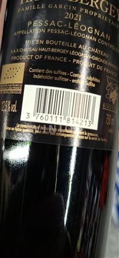 Bordeaux Pessac-Léognan Château Haut-Bergey 2021