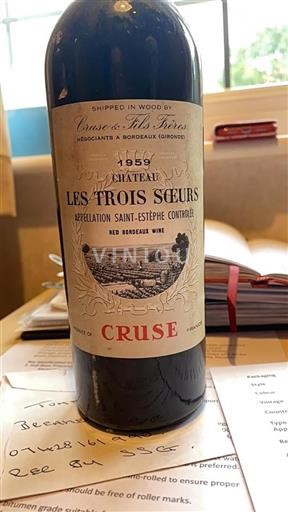 Bordeaux Saint-Estèphe Château Les Trois Sœurs 1959