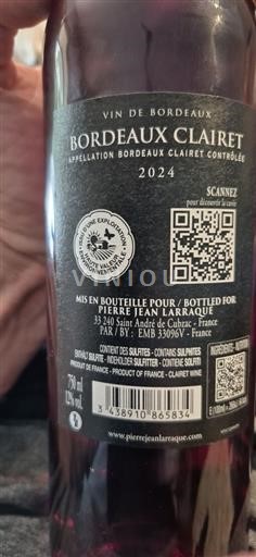 Bordeaux Bordeaux clairet Pierre Jean Larraque 2024