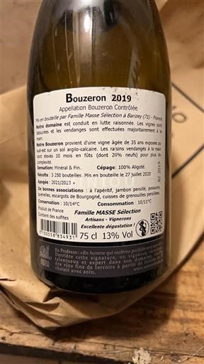 Burgundija Bouzeron Famille MASSE Sélection 2019