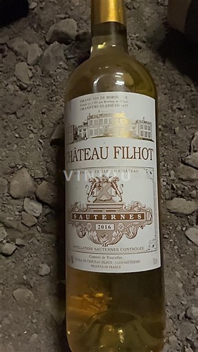 Bordeaux Sauternes Grand Cru Château Filhot 2016
