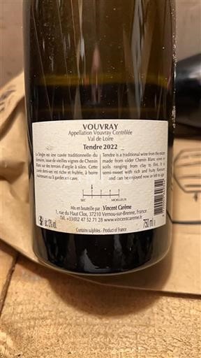 Vale do Loire Vouvray Domaine Vincent Carême Tendre 2022