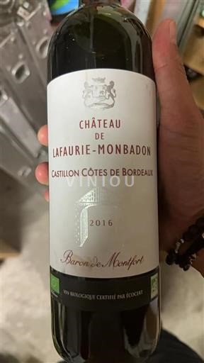 Bordéus Castillon-côtes-de-bordeaux Château Lafaure-Monbadon Baron de Montfort 2016