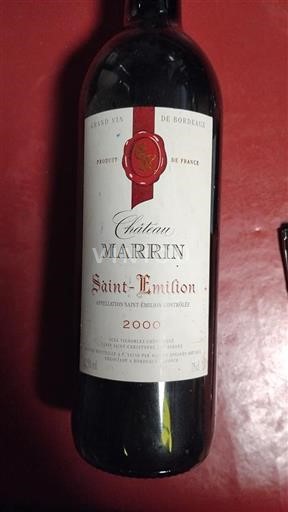 Vin Rouge sec Château Marrin 2000 France Bordeaux Saint-Émilion AOC