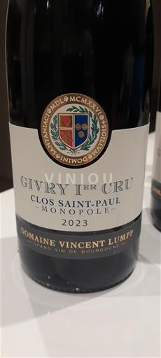 Bourgogne Givry Premier Cru Domaine Vincent Lumpp Clos Saint-Paul Monopole 2023