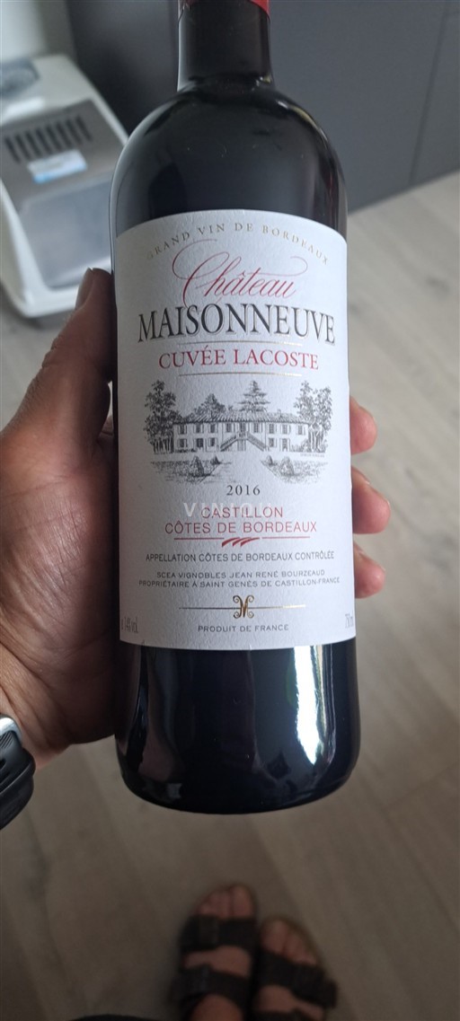 Vin Rouge sec Cuvée Lacoste Maison Neuve 2016 France Bordeaux Castillon-côtes-de-bordeaux AOC
