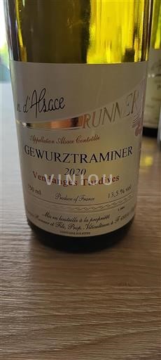 Alsace Vendanges Tardives Domaine Runner 2020
