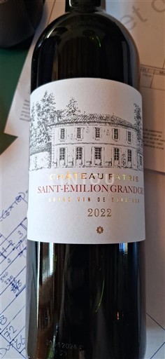 Bordeaux Saint-Émilion Grand Cru Grand Cru Château Patris 2022