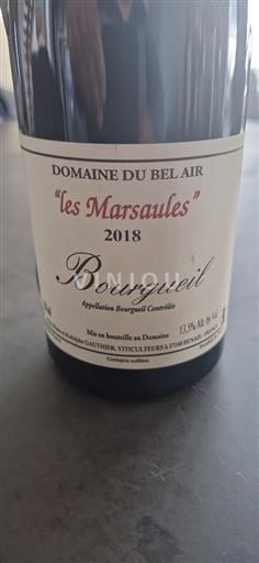 Valle del Loira Bourgueil Domaine Bel Air Les Marsaules 2018