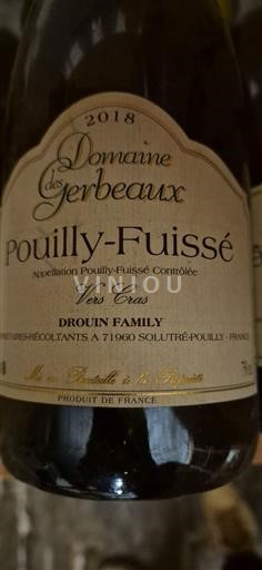 Burgundija Pouilly-fuissé Domaine Des Gerbeaux Vers Cras 2018