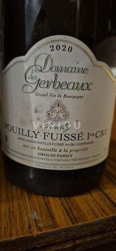 Burgundija Pouilly-fuissé Premier Cru Domaine Des Gerbeaux Pouilly 2020
