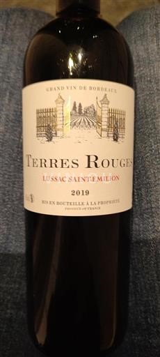Bordéus Lussac-Saint-Émilion Terres Rouges 2019