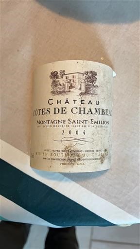 Bordeaux Montagne-saint-émilion Château Côtes de Chambeau 2004