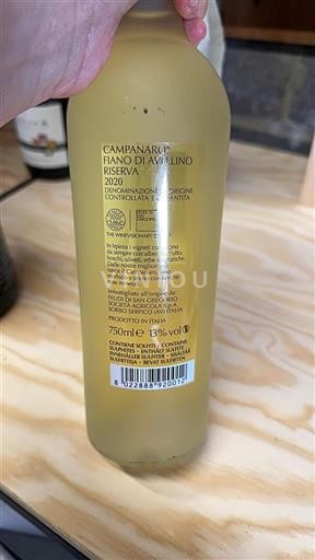 Vin Blanc sec Campanaro Feudi di San Gregorio 2020 Italie Campanie Fiano di Avellino DOC