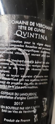 Languedoc Languedoc-ylängöt Domaine Verchant Quintina 2017