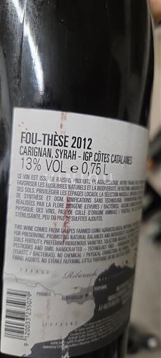 Languedoc and Roussillon Côtes Catalanes Riberach Fou-Thèse 2012