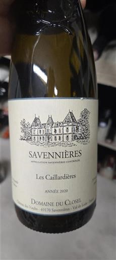 Loiren laakso Savennières Domaine Closel Les Caillardières 2020