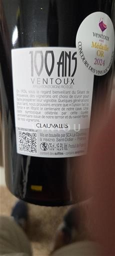 Valle del Rodano Ventoux Domaine Clauvallis 100 Ans Senza annata