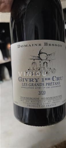Bourgogne Ikke specificeret Premier Cru Domaine Besson Les Grands Prétans 2020