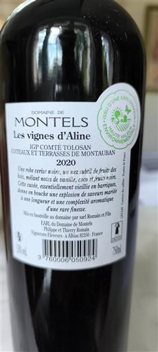 Sydväst Comté tolosan Domaine Montels Les vignes d'Aline 2020
