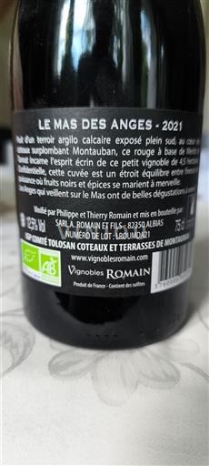 Sudoeste Comté tolosano Vignobles Romain Le Mas des Anges 2021
