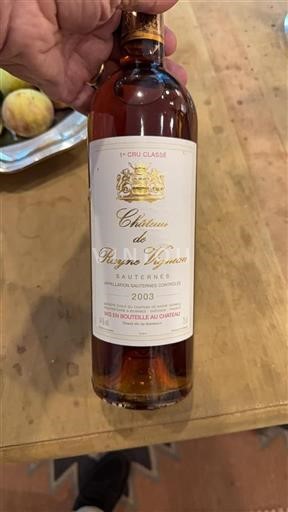 Bordeaux Sauternes Premier Cru Château Rayne Vigneau 2003