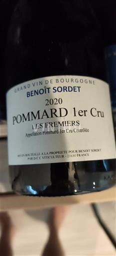 Borgonha Pommard Premier Cru Benoît Sordet Les Fremiers 2020
