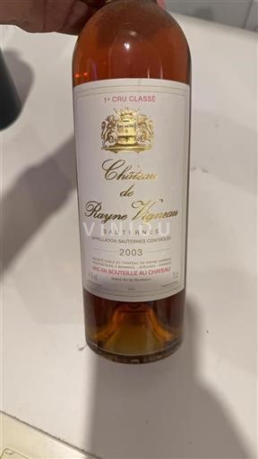 Bordeaux Sauternes Château Rayne Vigneau 2003