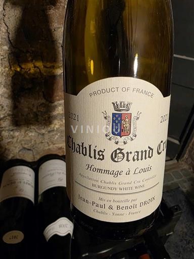Bourgogne Chablis Grand Cru Jean-Paul & Benoît Droin Hommage à Louis 2021