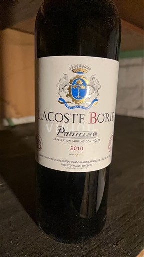 Bordeaux Pauillac Lacoste Borie 2010