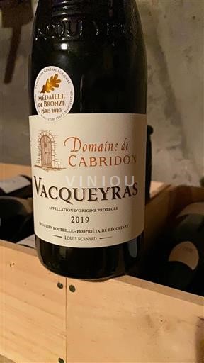 Rhônetal Vacqueyras Domaine Cabridon 2019