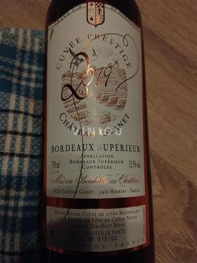 Bordeaux Bordeaux Supérieur Château Glanet Prestige 2019