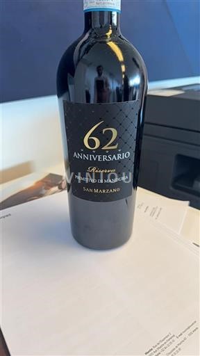 Apulia Primitivo di Manduria San Marzano 62 Anniversario Riserva 2019