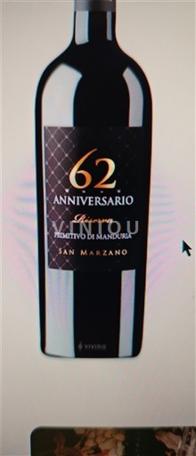 Puglia Primitivo di Manduria San Marzano 62 Anniversario Riserva 2019