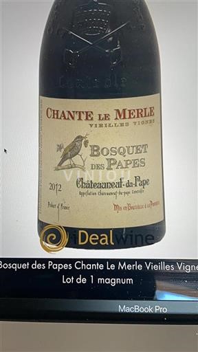 Valle del Ródano Châteauneuf-du-Pape. Bosquet des Papes Chante Le Merle Vieilles Vignes 2012