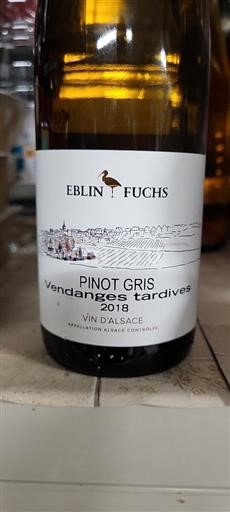 Alsace Pinot grigio Vendanges Tardives Eblin Fuchs Vendanges tardives 2018