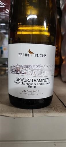 Elsass Gewürztraminer Vendanges Tardives Eblin Fuchs Vendanges Tardives 2018