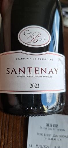 Vin Rouge sec Cave de Bissey 2023 France Bourgogne Santenay AOC