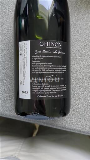 Vin Rouge sec Cuvée Terroir : Les Coteaux EARL Bocourt 2023 France Vallée de la Loire Chinon AOC