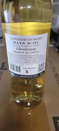 Languedoc-Roussillon Pays d'Oc Antoine Durand Chardonnay 2023