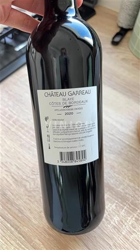 Burdeos Blaye-Côtes de Burdeos Château Garreau 2020