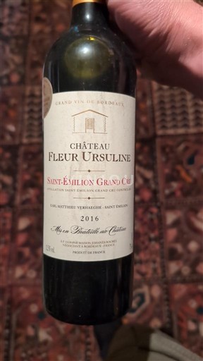 Bordeaux Saint-Émilion Grand Cru Grand Cru Château Fleur Ursuline 2016