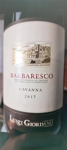 Piedmont Wines Barbaresco Luigi Giordano Cavanna 2017