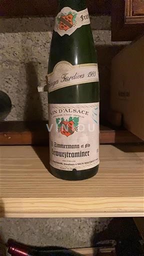 Vin Blanc liquoreux Vendanges Tardives J. Zimmermann et Fils 1983 France Alsace Vin de France Grand Cru