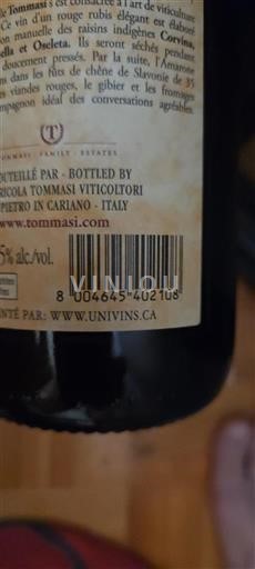 Veneto Amarone della Valpolicella Tommasi Icke årgångsbetecknad