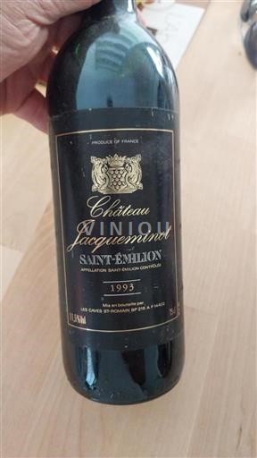 Vin Rouge sec Château Jacqueminot 1993 France Bordeaux Saint-Émilion AOC