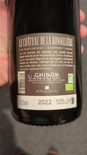 Loire Valley Chinon Château Le de la Bonnelière 2022