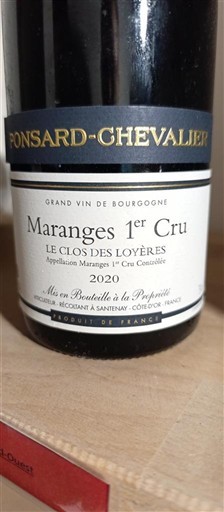Burgundi Maranges Premier Cru Domaine Ponsard-Chevalier Le Clos des Loyères 2020