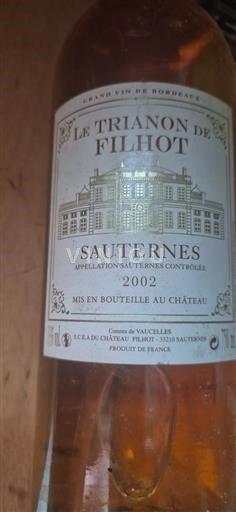 Bordeaux Sauternes Château Filhot Le Trianon de Filhot 2002