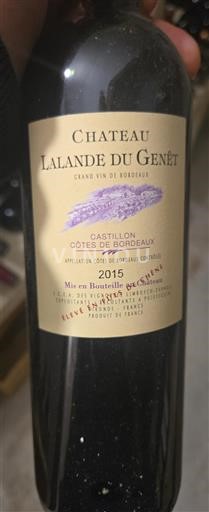 Bordéus Castillon-côtes-de-bordeaux Château Lalande du Genêt 2015